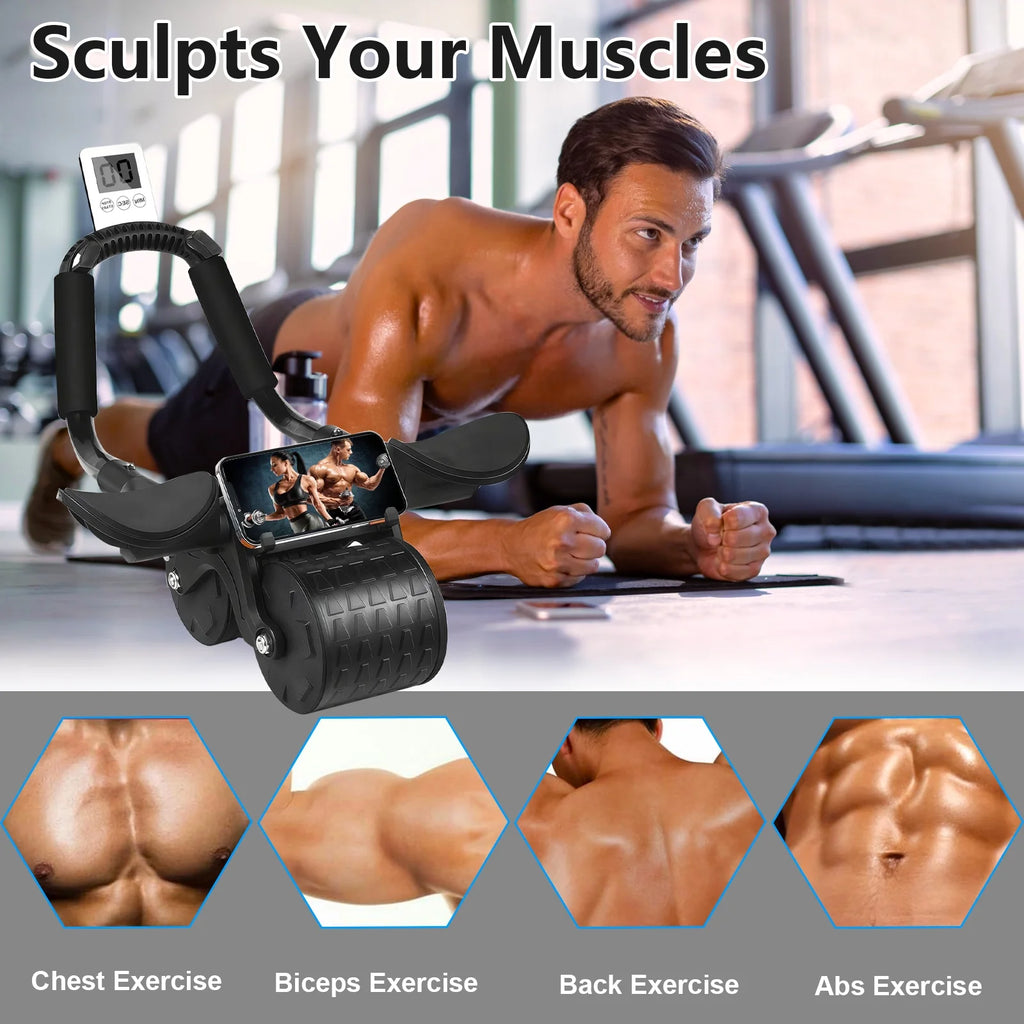 Revolutionary 2025 Ab Roller with Timer - Ultimate Core Strengthening Equipment with Automatic Rebound Technology