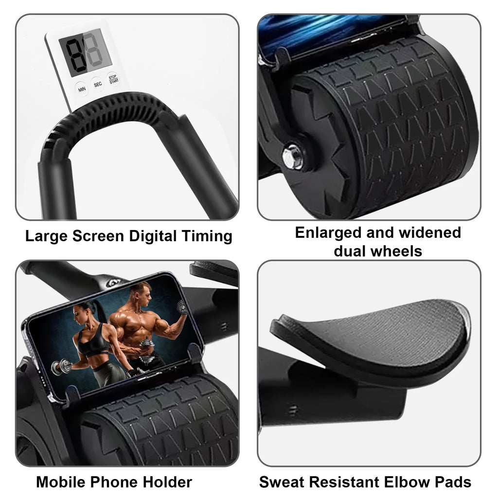 Revolutionary 2025 Ab Roller with Timer - Ultimate Core Strengthening Equipment with Automatic Rebound Technology