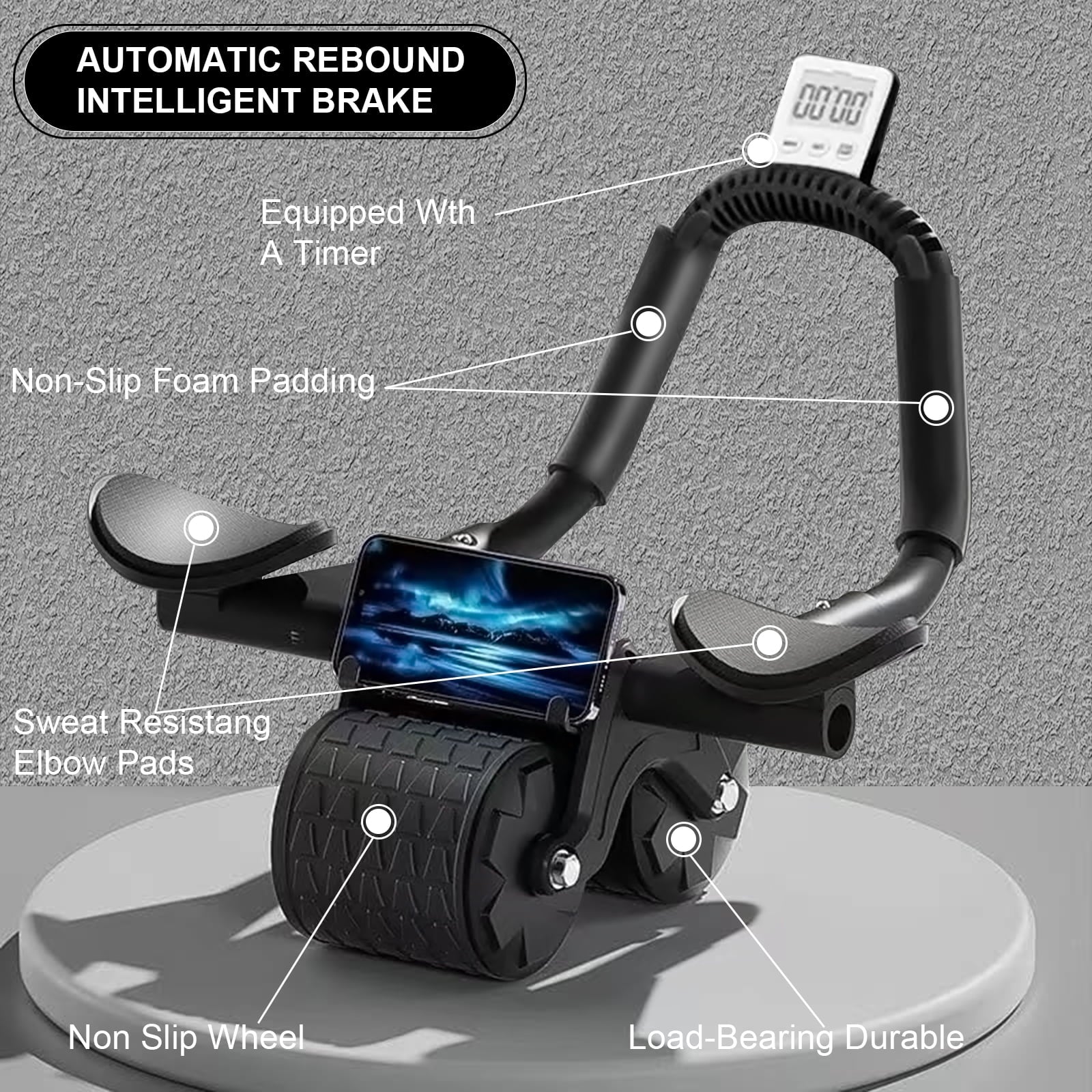 Revolutionary 2025 Ab Roller with Timer - Ultimate Core Strengthening Equipment with Automatic Rebound Technology