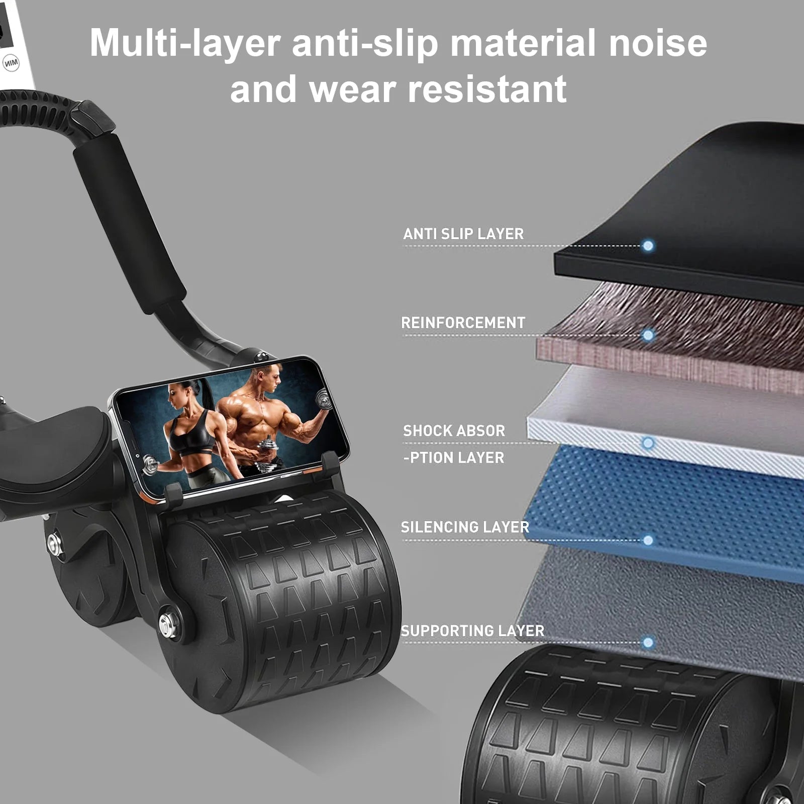 Revolutionary 2025 Ab Roller with Timer - Ultimate Core Strengthening Equipment with Automatic Rebound Technology